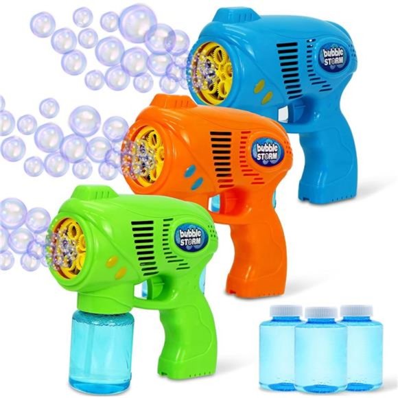 3 Bubble Guns Kit with 3 Bubble Solutions for Kids, Bubble Blaster - Picture 1 of 6